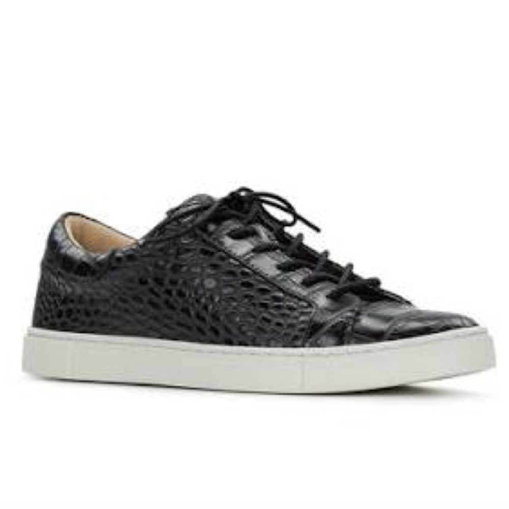 Patricia Nash Leather Black Croco Sneakers